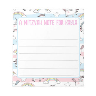 Unicorn Mitzvah Note Pad with Lines