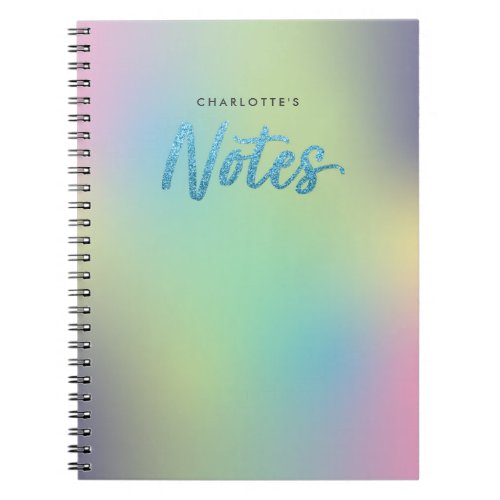 Unicorn Mix Pattern Faux Blue Glitter Notes Notebook