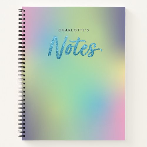 Unicorn Mix Pattern Faux Blue Glitter Notes Notebook