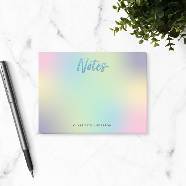 Unicorn Mix Pattern Faux Blue Glitter Post-it Notes (Creator Uploaded)