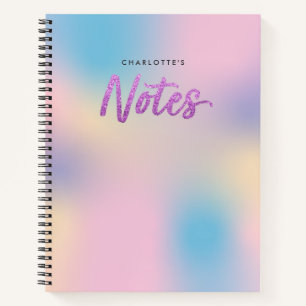 Unicorn Mix Pattern Faux Purple Glitter Notes Notebook