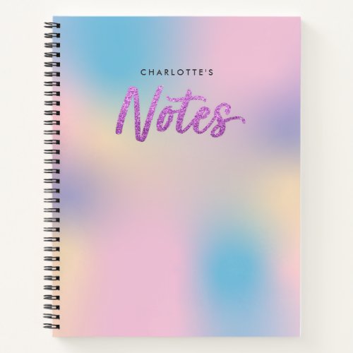 Unicorn Mix Pattern Faux Purple Glitter Notes Notebook