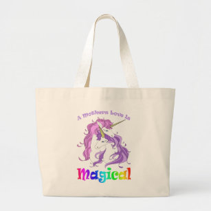 Unicorn Mom A Mothers Love Is Magical Large Tote Bag