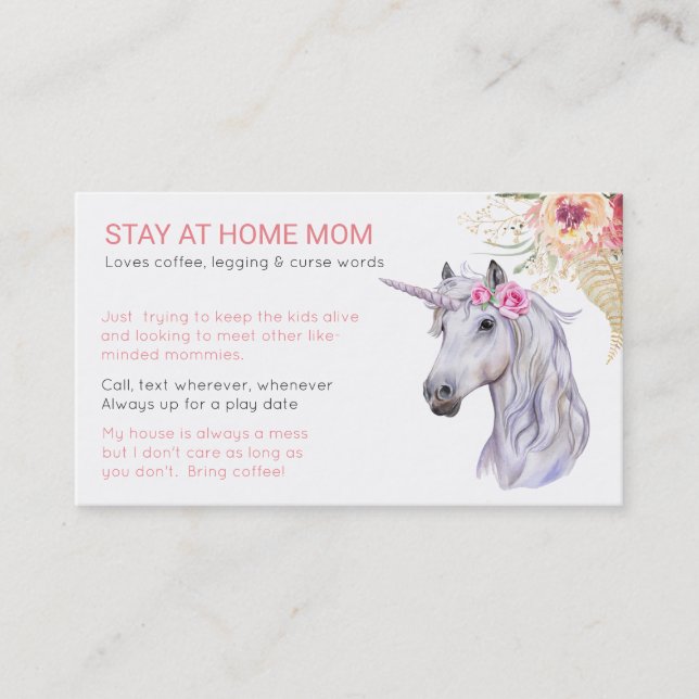 Unicorn Mom Friend - Playground Business Card (Front)