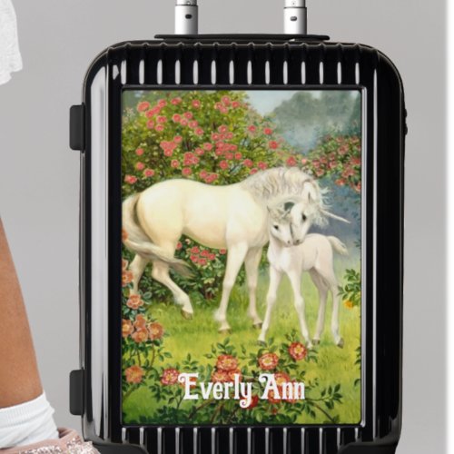 Unicorn Moma and Baby Garden Scene Luggage