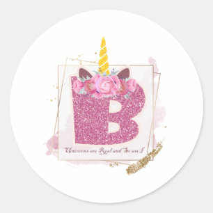 Unicorn Monogram B Custom Stickers 