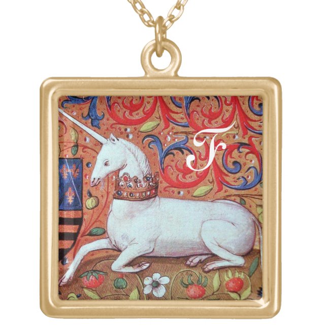 UNICORN MONOGRAM GOLD PLATED NECKLACE (Front)