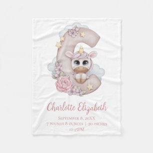 Unicorn Monogram Letter C Pink Baby Girl Gift Fleece Blanket