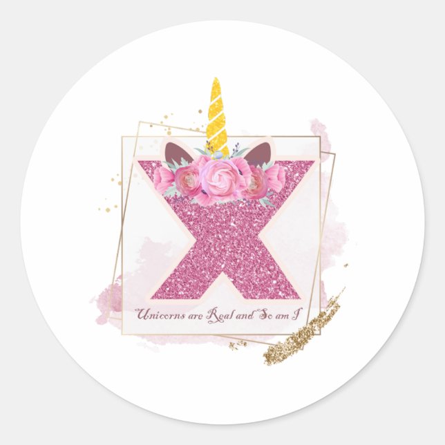 Unicorn Monogram X Custom Stickers (Front)
