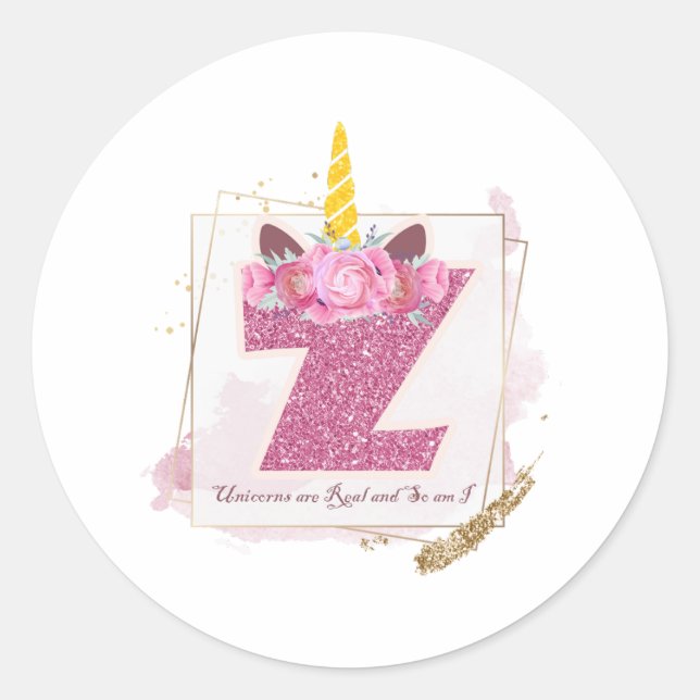 Unicorn Monogram Z Custom Stickers (Front)