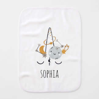 Unicorn Moon and Stars Baby Burp Cloth