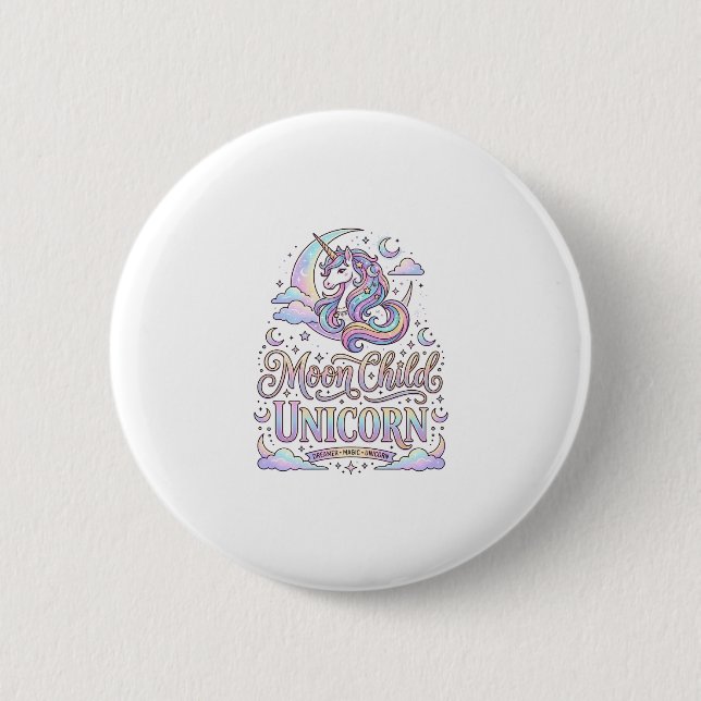 Unicorn Moon Child Unicorn Original Zazzle Design_ Button (Front)