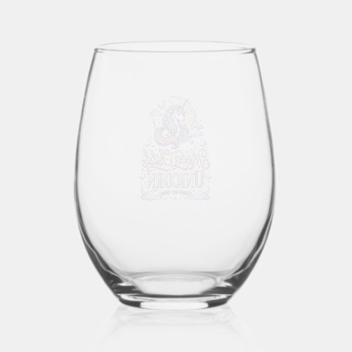 Unicorn Moon Child Unicorn Original Zazzle Design_ Stemless Wine Glass