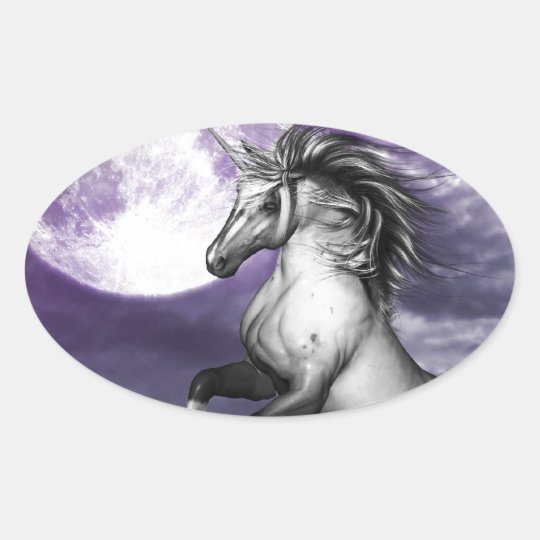 Unicorn Moon Oval Sticker
