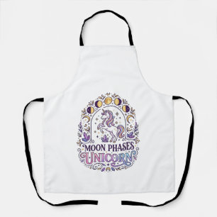 Unicorn Moon Phases Unicorn White Background Shirt Apron