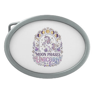 Unicorn Moon Phases Unicorn White Background Shirt Belt Buckle