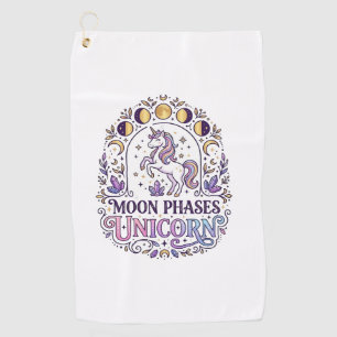 Unicorn Moon Phases Unicorn White Background Shirt Golf Towel