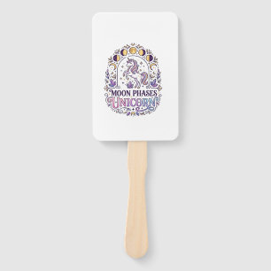 Unicorn Moon Phases Unicorn White Background Shirt Hand Fan