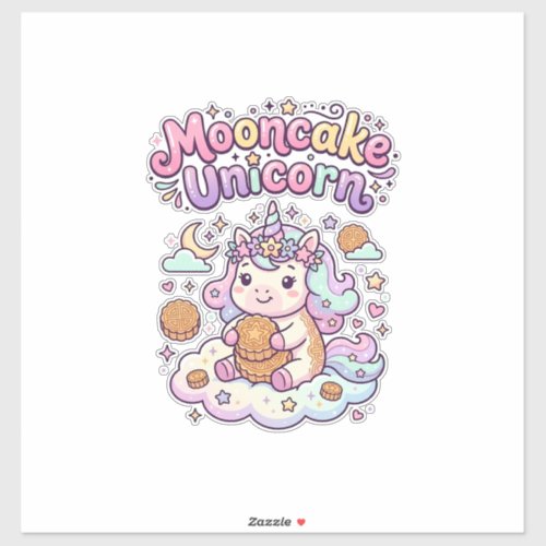 Unicorn Mooncake Unicorn Charming Apparel Graphic_ Sticker