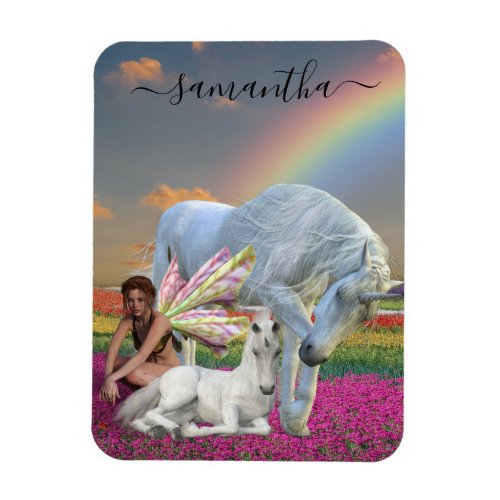 Unicorn Mother and Foal Fairy Enchanted Fantasy Ma Magnet