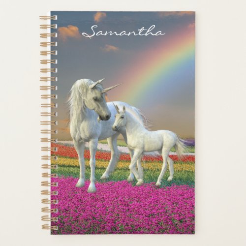 Unicorn Mother and Foal Rainbow Yearly Monogram Planner