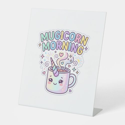 Unicorn Mugicorn Morning Graphic Design Zazzle Des Pedestal Sign
