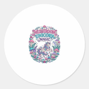 Unicorn Mushroom Unicorn Magic Colorful POD Artwor Classic Round Sticker