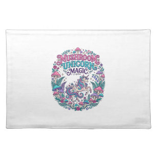 Unicorn Mushroom Unicorn Magic Colorful POD Artwor Cloth Placemat