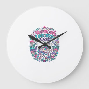 Unicorn Mushroom Unicorn Magic Colorful POD Artwor Large Clock