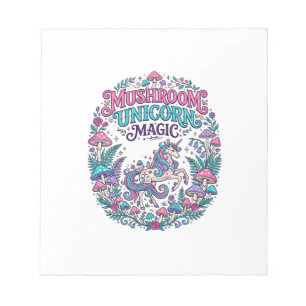 Unicorn Mushroom Unicorn Magic Colorful POD Artwor Notepad