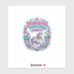Unicorn Mushroom Unicorn Magic Colorful POD Artwor Sticker