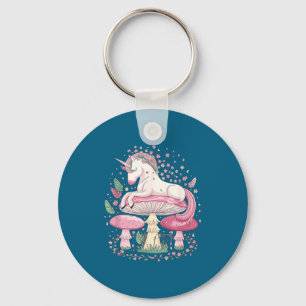 Unicorn Mushrooms Fantasy Dreamy Butterflies Flora Keychain