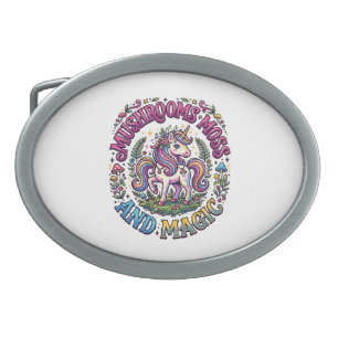 Unicorn Mushrooms Moss and Magic Commercial Shirt  Belt Buckle