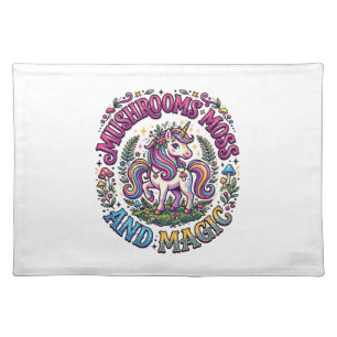 Unicorn Mushrooms Moss and Magic Commercial Shirt Cloth Placemat
