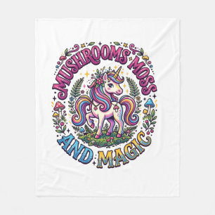 Unicorn Mushrooms Moss and Magic Commercial Shirt Fleece Blanket