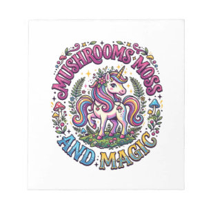 Unicorn Mushrooms Moss and Magic Commercial Shirt Notepad
