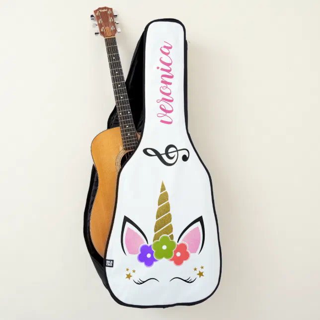 Unicorn Music Note Pink Gold Cute Guitar Case