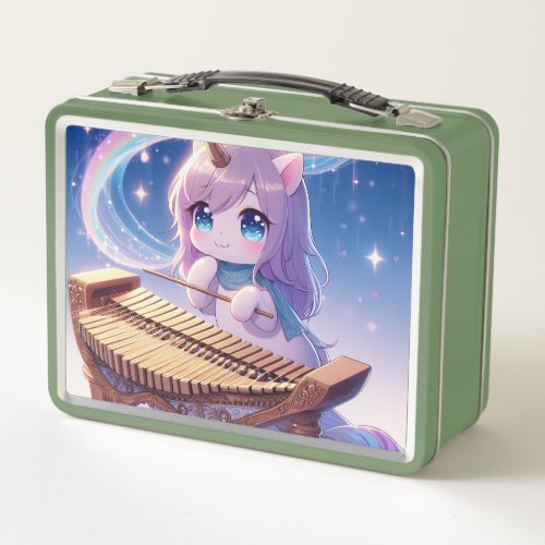 Unicorn Musical Instrument Magic and Wonder Metal Lunch Box