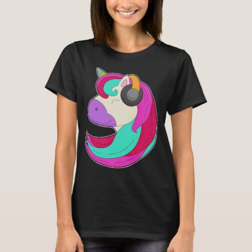 Unicorn Musician Headphone Music T_Shirt