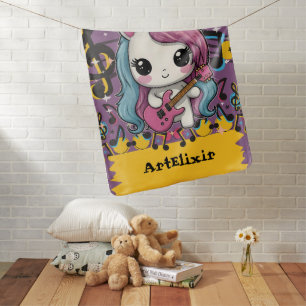 Unicorn Musician Print Baby Blanket