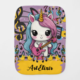 Unicorn Musician Print Baby Burp Cloth
