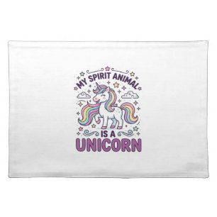 Unicorn My Spirit Animal Is a Unicorn Bold Typogra Cloth Placemat