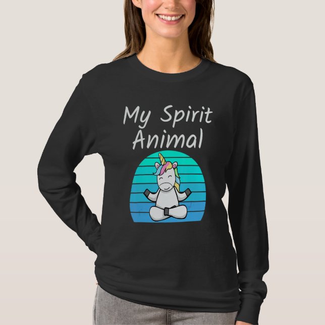 Unicorn My Spirit Animal Relaxing Mediation Yoga u T-Shirt (Front)