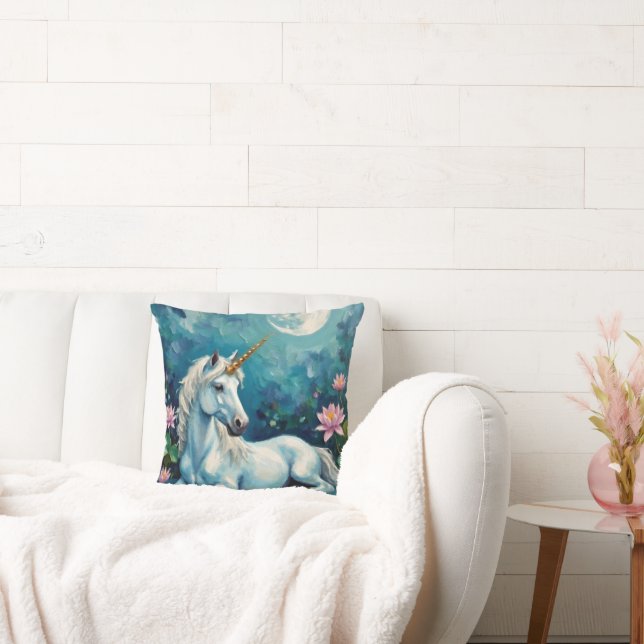 Unicorn Mystic Garden Throw Pillow (Couch)