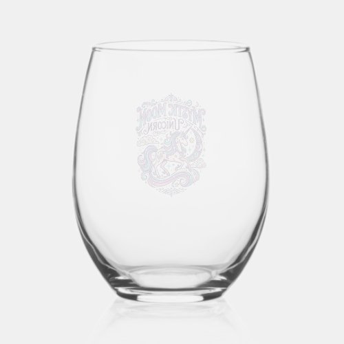 Unicorn Mystic Moon Unicorn Colorful Stemless Wine Glass