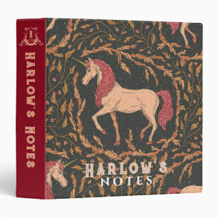 Unicorn Mythical Creature Crimson 3 Ring Binder