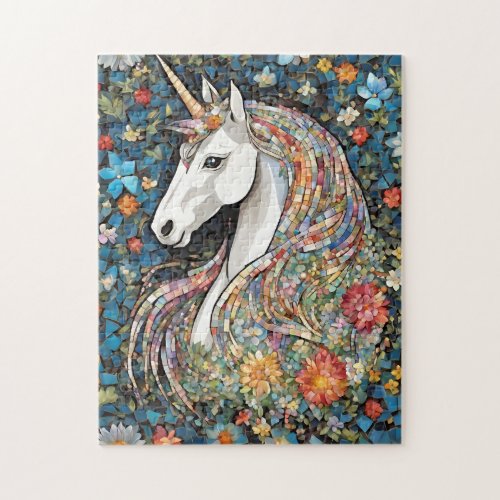 Unicorn Mythical Horse Floral Puzzle