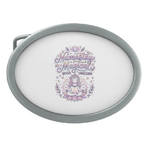Unicorn Namastay Magical Adorable Typography Desig Belt Buckle
