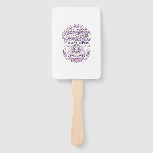 Unicorn Namastay Magical Adorable Typography Desig Hand Fan