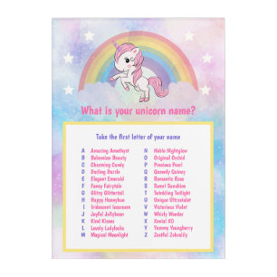 Unicorn Name Game Acrylic Print